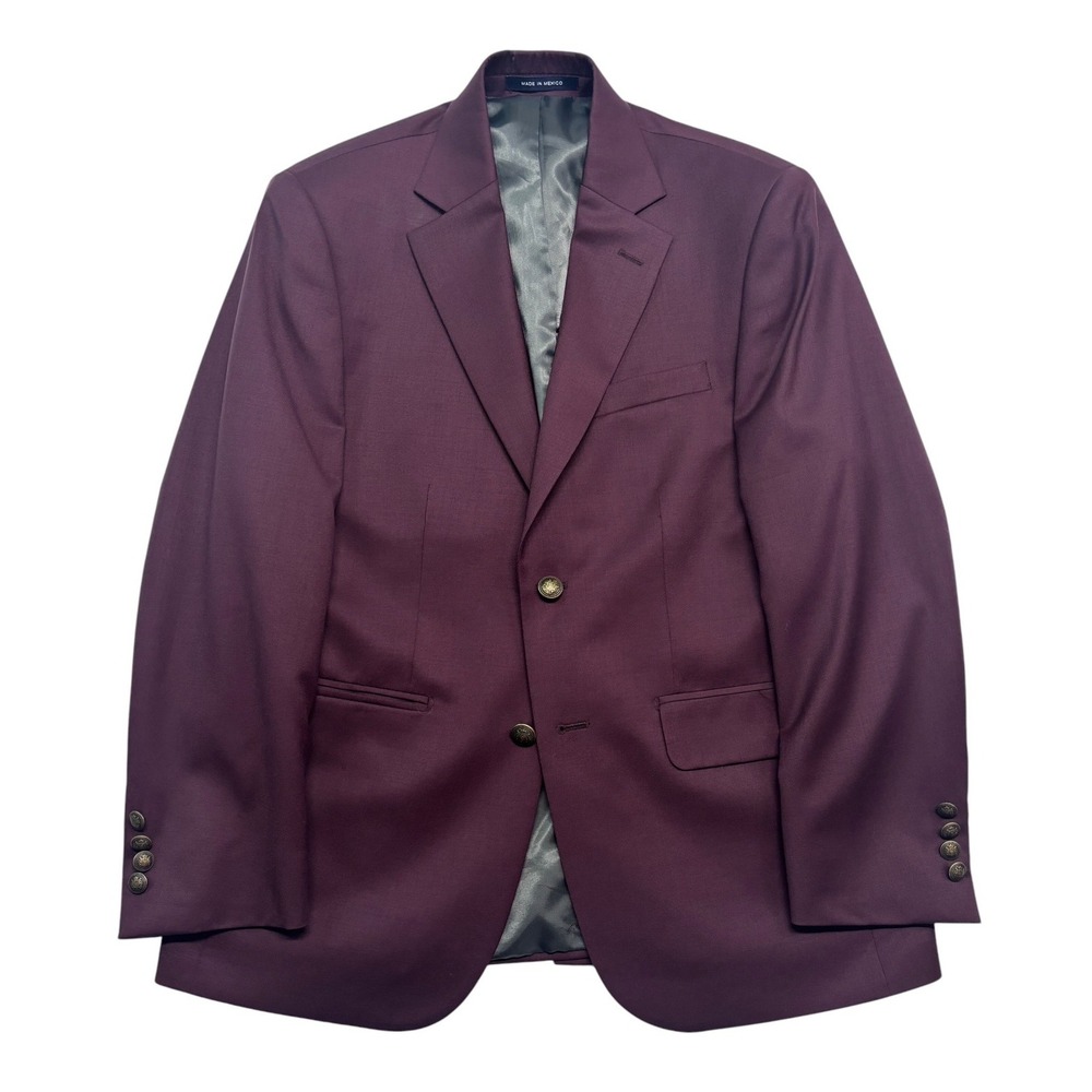 Paul Fredrick 38S Burgundy Gold Buttons Wool Blazer Jacket Sport Suit Coat Mens